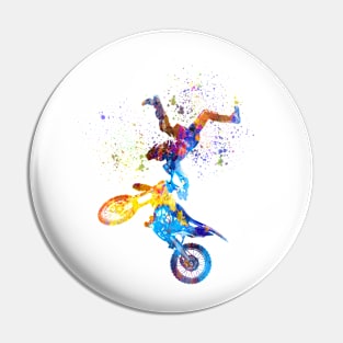 Motocross rider in watercolor Pin