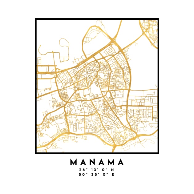 MANAMA BAHRAIN CITY STREET MAP ART by deificusArt