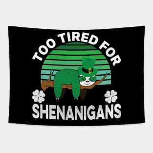 Funny Tired Sloth St Patricks Day Shamrock Green Tapestry