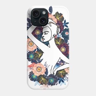 Beautiful Flower Design Woman, Artistic Line Design for Girls, Feminism Phone Case