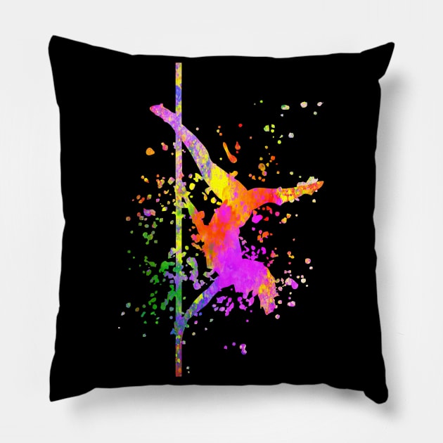 Pole Dance Fitness Color Splash Pole Dance Pillow by WoollyWonder