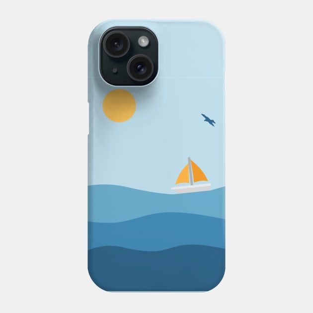 Summer Sailboat on Ocean Waves Phone Case by Just Kidding Co.