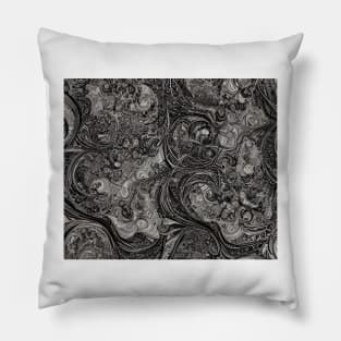 Abstract Dark Black and White Ornate Graphite Drawing Pillow