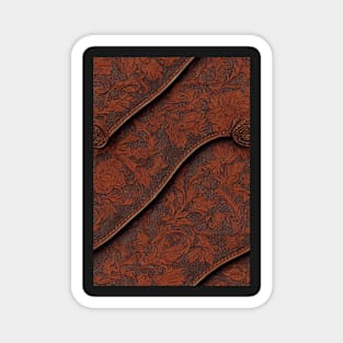 Dark Brown Ornamental Leather Stripes, natural and ecological leather print #39 Magnet