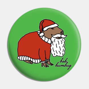 Grumpy Christmas Capybara Santa Claus says Ba Humbug Pin