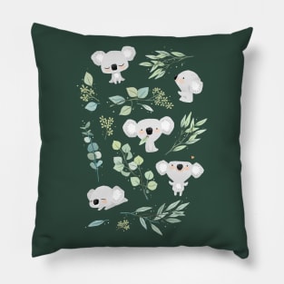 Koala and eucalyptus Pillow