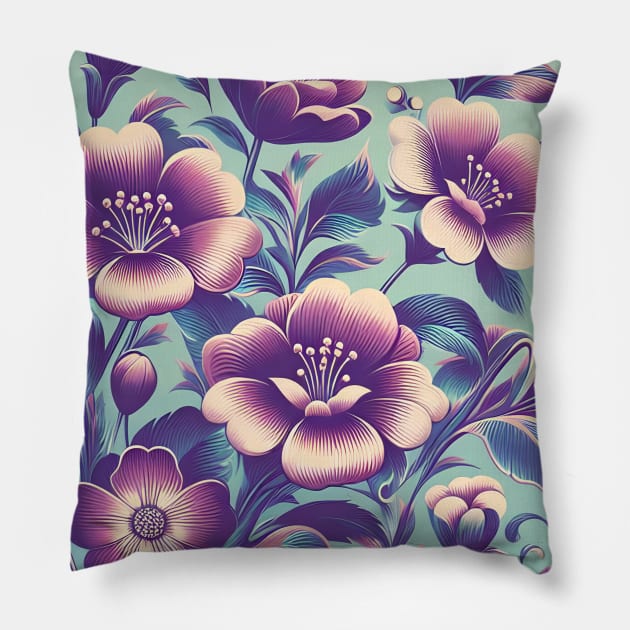 Purple Flowers Pillow by Jenni Arts