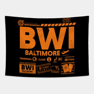 Vintage Baltimore BWI Airport Code Travel Day Retro Travel Tag Tapestry