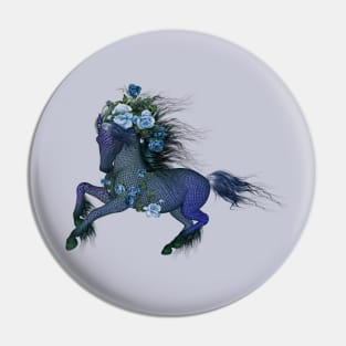 Awesome wild fantasy horse with roses Pin