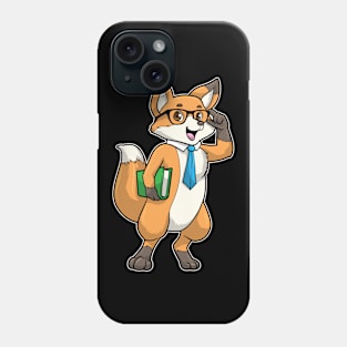 Fox as Nerd with Glasses & Book Phone Case