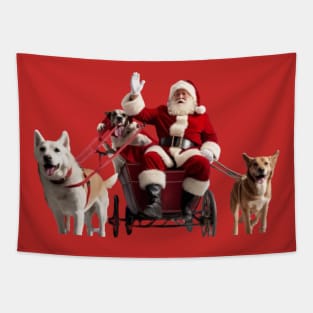 Santa Claus loves dogs Tapestry