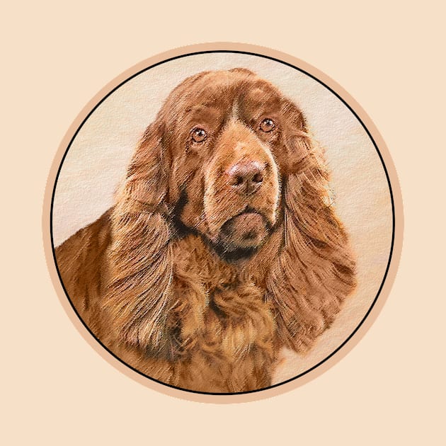 Sussex Spaniel Painting - Cute Original Dog Art by Alpen Designs