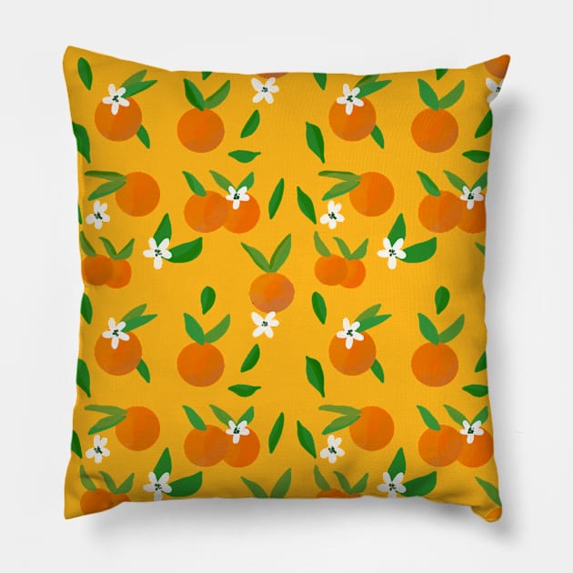 Orange Blossom Pattern Pillow by novabee