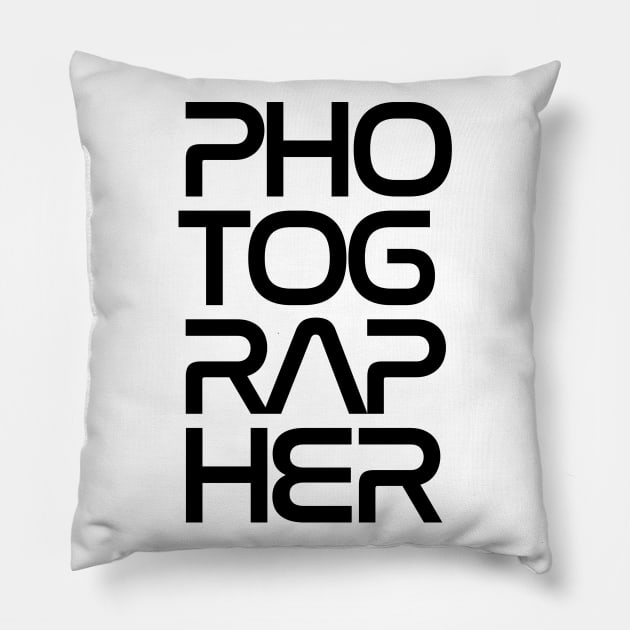 PHOTOGRAPHER (Black) Pillow by Ajiw