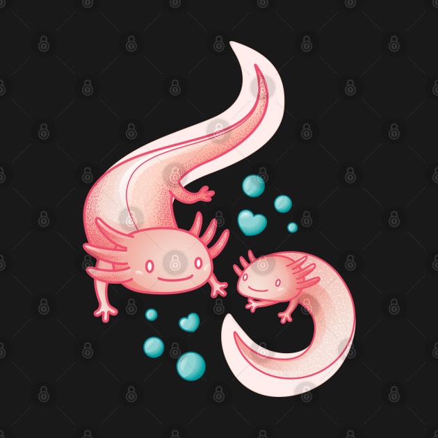 Cute Axolotls Kawai Salamanders Gift by qwertydesigns