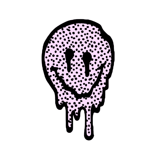 Pink Polka Dot Drippy Smiley Face by lolsammy910