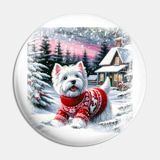 Christmas West Highland White Terrier Pin