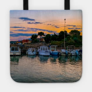 Seaport Summer Sunset Boats Tote