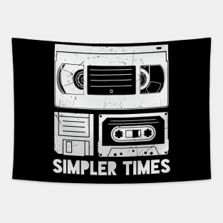 Simpler Times // Retro VHS Floppy Disk Audio Cassette Tapestry