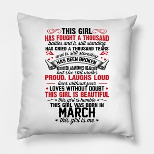 This Girl Was Born In March Pillow