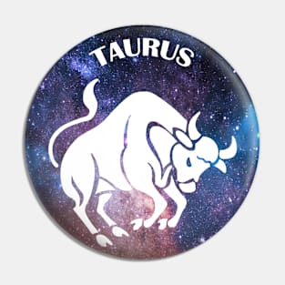 Taurus Astrology Zodiac Sign - Taurus Bull Astrology Birthday Gifts - Stars Space and White Pin