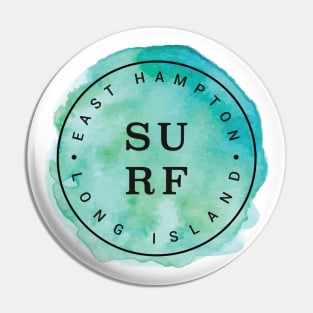 East Hampton, Long Island, Watercolor Surfing Design Pin