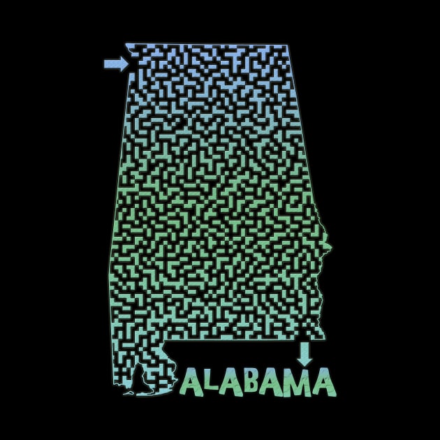 Alabama State Outline Coastal Themed Maze & Labyrinth by gorff