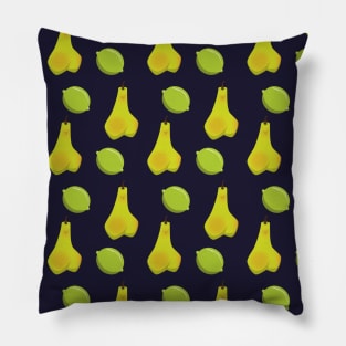 Dark Blue Lime and Pear Pattern Pillow