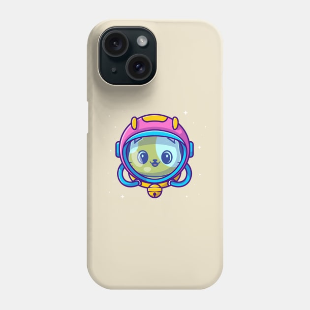 Cute Astronaut Cat Wearing Helmet Cartoon Phone Case by Catalyst Labs