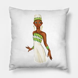 Black is Beautiful - Malawi African Heritage Melanin Girl in traditional outfit Pillow