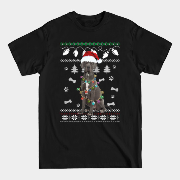 Disover GREAT DANE Dog Santa Hat Ugly Christmas Sweater Happy Holidays Season - Merry Christmas Dog - Great Dane Christmas - T-Shirt