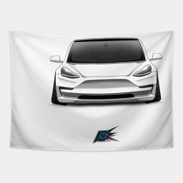 tesla model3 Tapestry by naquash