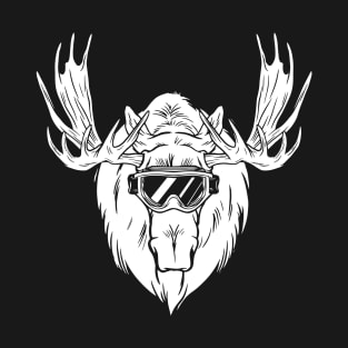 Funny Moose Head With Ski Goggles T-Shirt