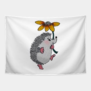 Cartoon hedgehog with flower Tapestry