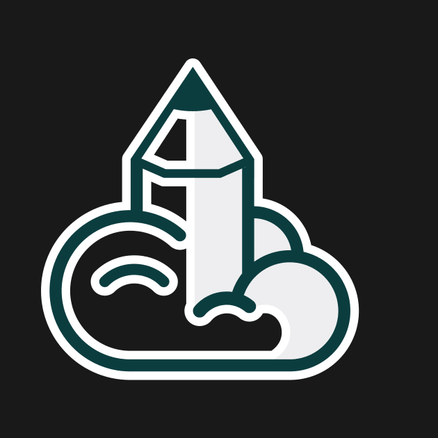 Pencil cloud sticker logo design. Education logo concept. Cloud education logo vector, cloud and pencil sticker design icon. by AlviStudio