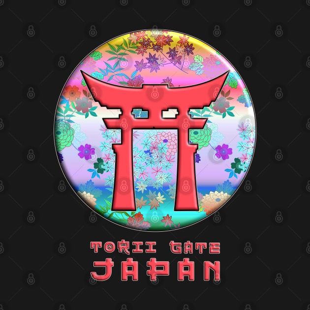 Torii Gate Shinto Japan Asian Floral Pattern Chrysanthemum Cherry Blossom 56 by dvongart