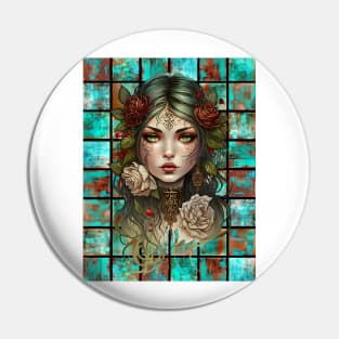 Copper Patina Boho Gothic Girl 5 Pin