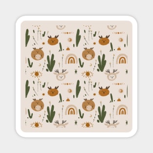 Mystical Cute Animals and Cactus Magnet