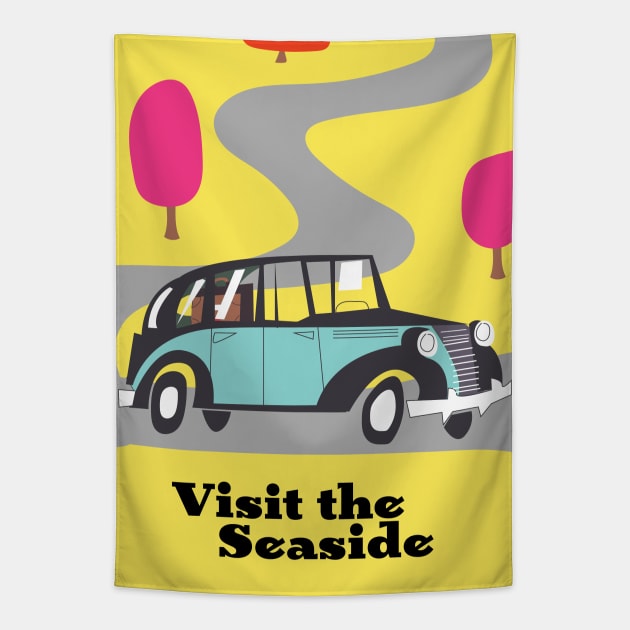 visit the Seaside vintage cartoon Tapestry by nickemporium1