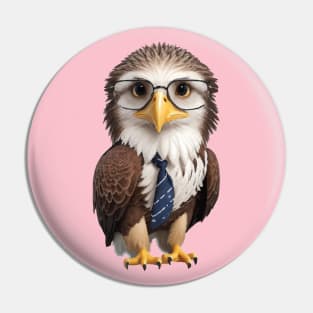 Nature, Cute Eagle With Spectacles And Cute Small Necktie Pin