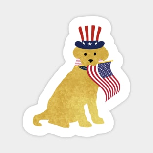 Preppy Patriotic Golden Retriever Magnet