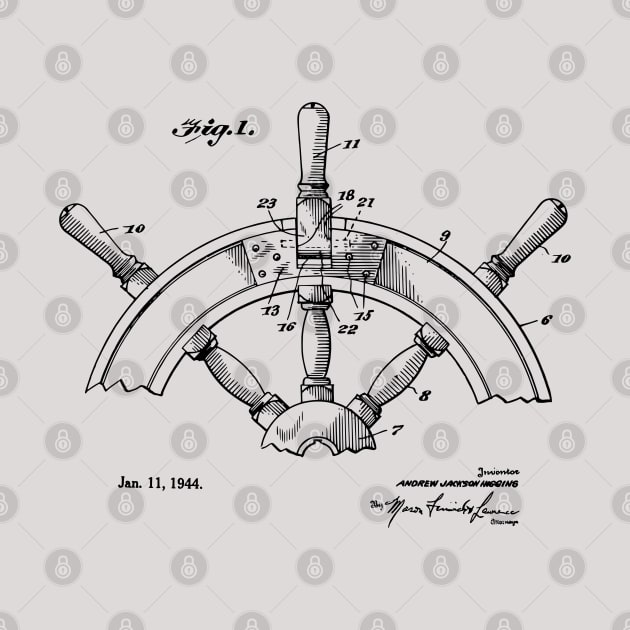 Ship's Helm Steering Wheel 1944 Patent Image by MadebyDesign