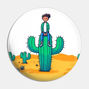 Sitting on thorns on a Mexican cactus Pin