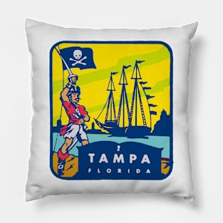 Vintage Tampa Florida Decal Pillow