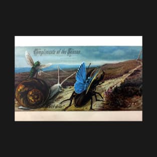 Bizarre Victorian Christmas Racing Insects Greeting T-Shirt