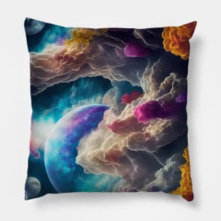 Mystical Nebula Planets Clouds Pillow