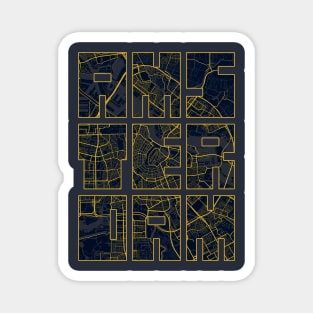 Amsterdam, Netherlands City Map Typography - Gold Art Deco Magnet