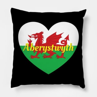 Aberystwyth Wales UK Wales Flag Heart Pillow