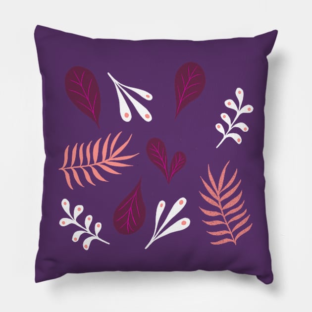 Winter leaf and ferns. Pillow by Papergrape