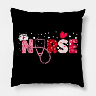 Hearts Stethoscope Nurse Happy Valentine's Day Pillow